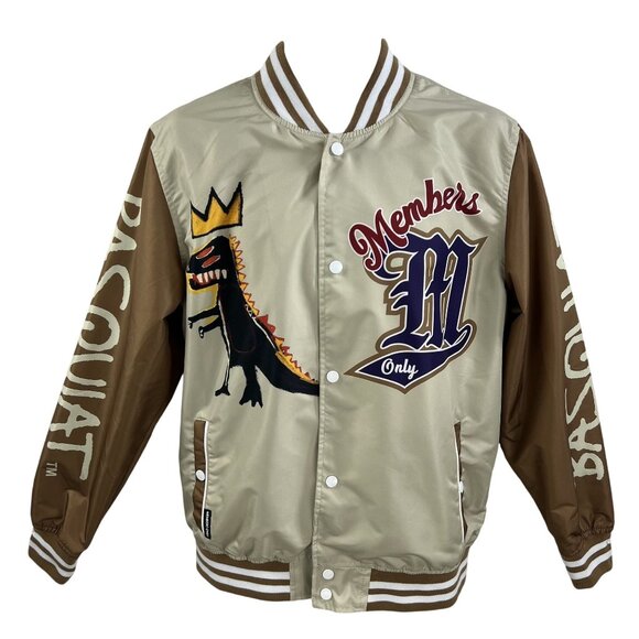 Members Only X Jean Michel Basquiat NWT Mens S Mona Lisa Varsity Bomber Jacket - Picture 1 of 16